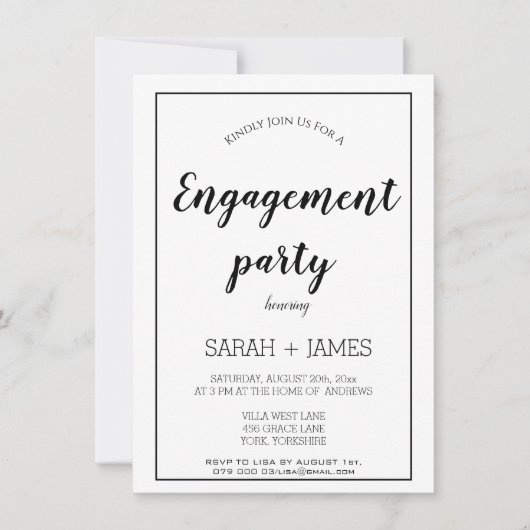 Minimale uitnodiging tot Verloving voor kalligrafi (Voorkant)