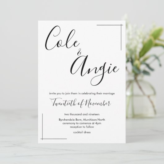 Minimale uitnodiging tot weddenschap met grensover (Staand voorkant)