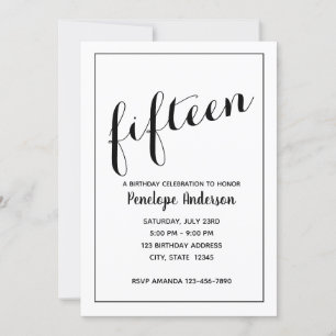 Minimale uitnodiging van 15e verjaardag