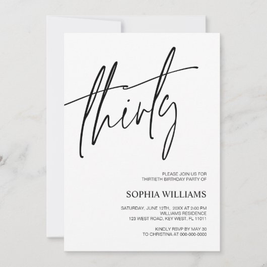 Minimale uitnodiging van 30e verjaardag (Voorkant)