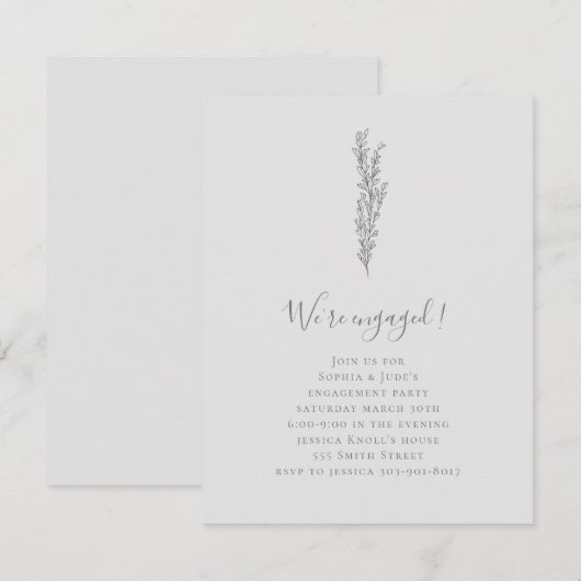 Minimale uitnodiging van de Engagement Party (Voorkant / Achterkant)