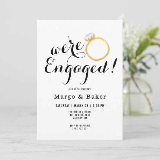 Minimale uitnodiging van de Engagement Party (Staand voorkant)