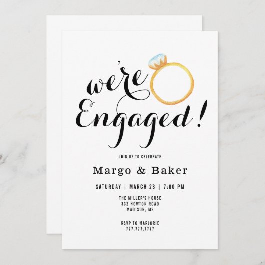 Minimale uitnodiging van de Engagement Party (Voorkant / Achterkant)