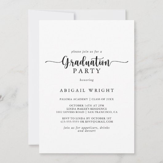 Minimale uitnodiging van de GraduPartij van de Cal (Voorkant)