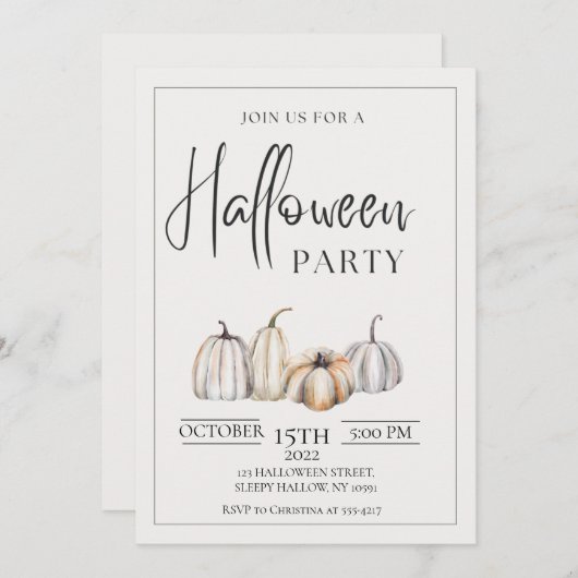 Minimale uitnodiging van de Halloween-partij (Voorkant / Achterkant)