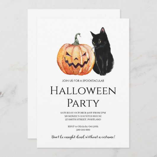 Minimale uitnodiging van de Halloween-partij (Voorkant / Achterkant)