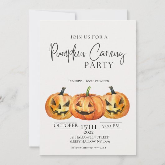 Minimale uitnodiging van de Pumpkin Carving Party (Voorkant)