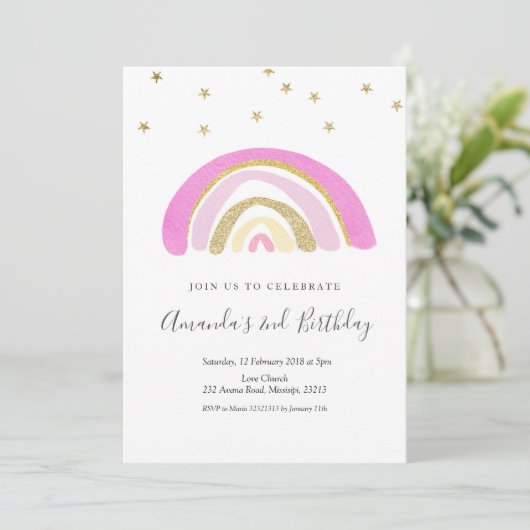 Minimale uitnodiging van de regenboogdag van het K (Staand voorkant)