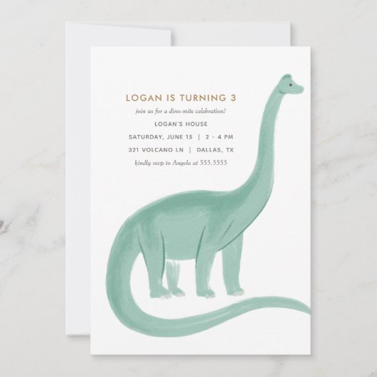 Minimale uitnodiging van Dinosaur Birthday (Voorkant)