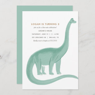 Minimale uitnodiging van Dinosaur Birthday