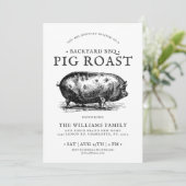 Minimale uitnodiging van Pig Roast BBQ van de Part (Staand voorkant)