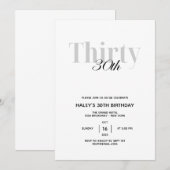 Minimale uitnodiging voor 30e verjaardag van legan (Voorkant / Achterkant)