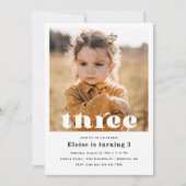 Minimale uitnodiging voor 3de verjaardag | 3e verj (Voorkant)