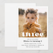 Minimale uitnodiging voor 3de verjaardag | 3e verj (Voorkant / Achterkant)