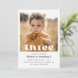 Minimale uitnodiging voor 3de verjaardag | 3e verj