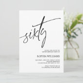 Minimale uitnodiging voor 60ste verjaardag (Staand voorkant)