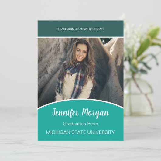 Minimale uitnodiging voor Afstuderen van Classy Ph (Staand voorkant)