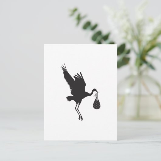 Minimale uitnodiging voor Baby shower Cute Stork U (Staand voorkant)