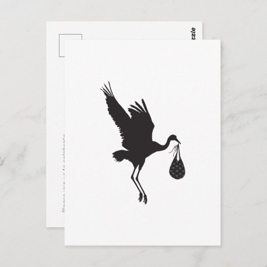 Minimale uitnodiging voor Baby shower Cute Stork U (Voorkant / Achterkant)