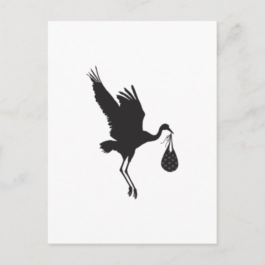Minimale uitnodiging voor Baby shower Cute Stork U (Voorkant)