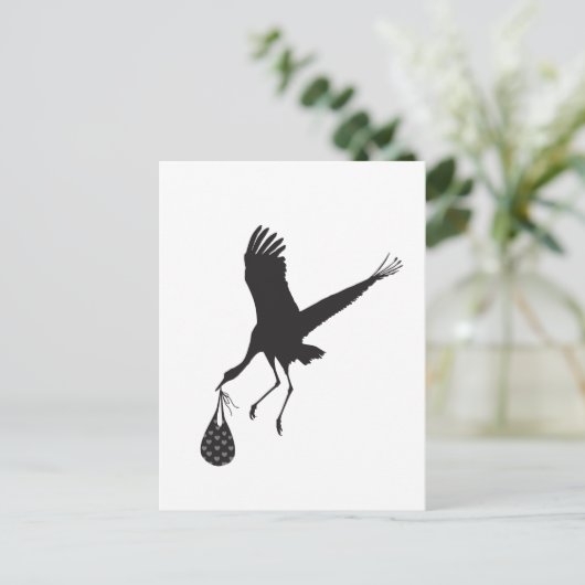 Minimale uitnodiging voor Baby shower Cute Stork U (Staand voorkant)