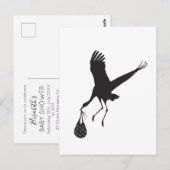 Minimale uitnodiging voor Baby shower Cute Stork U (Voorkant / Achterkant)