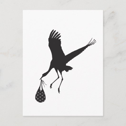 Minimale uitnodiging voor Baby shower Cute Stork U (Voorkant)