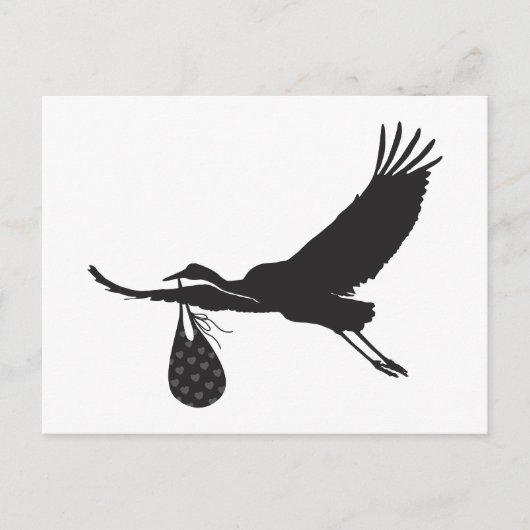 Minimale uitnodiging voor Baby shower Cute Stork U (Voorkant)