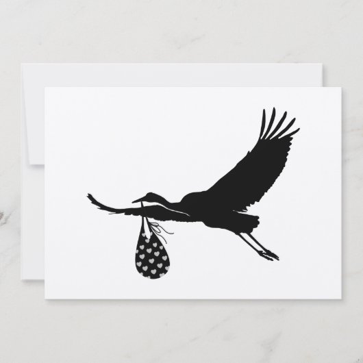 Minimale uitnodiging voor Baby shower Cute Stork U (Voorkant)