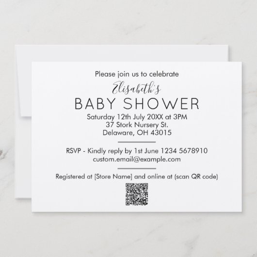 Minimale uitnodiging voor Baby shower Cute Stork U (Achterkant)