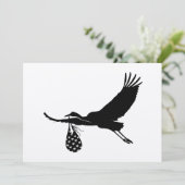 Minimale uitnodiging voor Baby shower Cute Stork U (Staand voorkant)