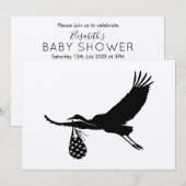 Minimale uitnodiging voor Baby shower Cute Stork U (Voorkant / Achterkant)