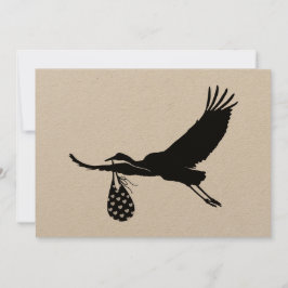 Minimale uitnodiging voor Baby shower Cute Stork U
