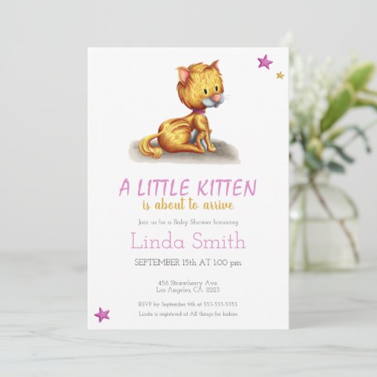 Minimale uitnodiging voor Baby shower van Kitten P (Staand voorkant)
