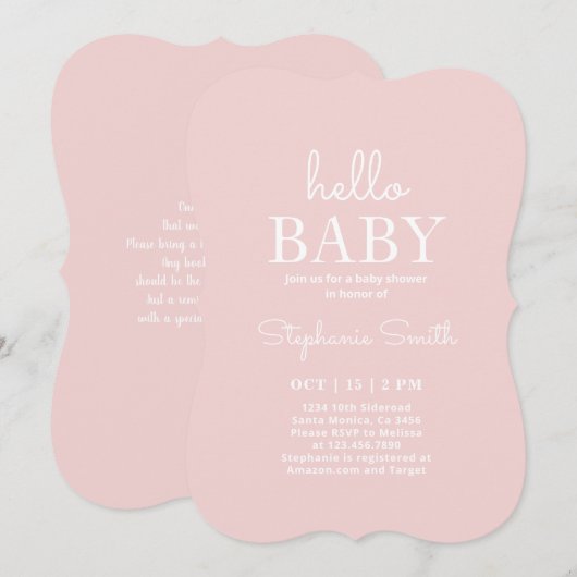 Minimale uitnodiging voor Baby showers (Voorkant / Achterkant)