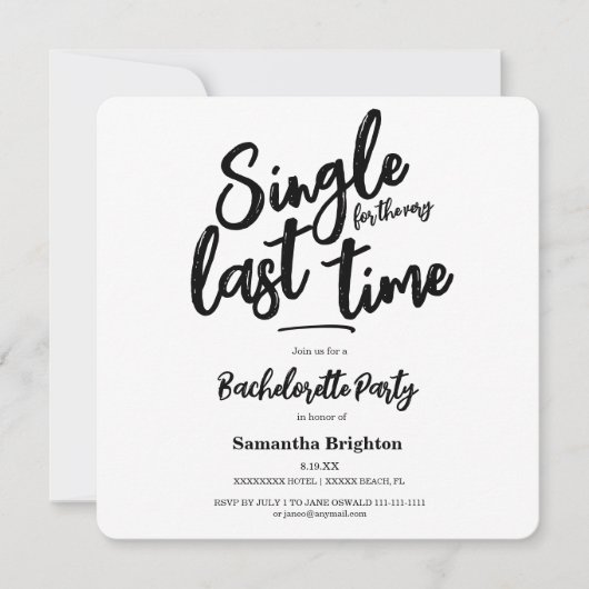 Minimale uitnodiging voor Bachelorette (Voorkant)