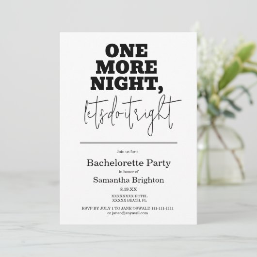 Minimale uitnodiging voor Bachelorette (Staand voorkant)