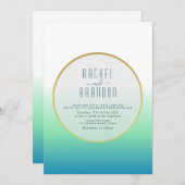 Minimale uitnodiging voor Blauwgroen bruiloft (Voorkant / Achterkant)