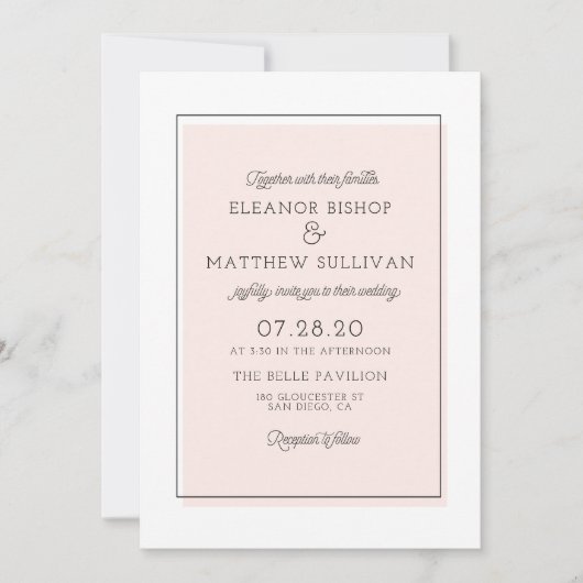 Minimale uitnodiging voor Blush Color Block (Voorkant)