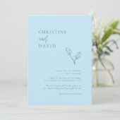Minimale uitnodiging voor Bohemian Soft Blue Weddi (Staand voorkant)