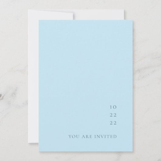 Minimale uitnodiging voor Bohemian Soft Blue Weddi (Achterkant)