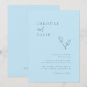 Minimale uitnodiging voor Bohemian Soft Blue Weddi (Voorkant / Achterkant)