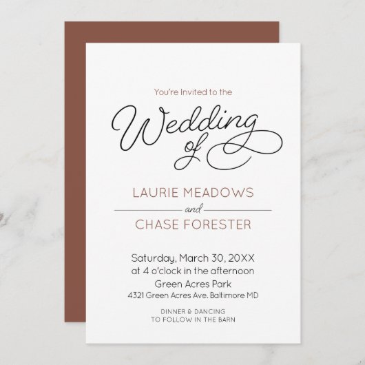 Minimale uitnodiging voor Boho Wedding (Voorkant / Achterkant)