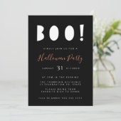Minimale uitnodiging voor Boo Halloween Black Part (Staand voorkant)