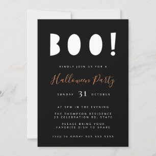 Minimale uitnodiging voor Boo Halloween Black Part