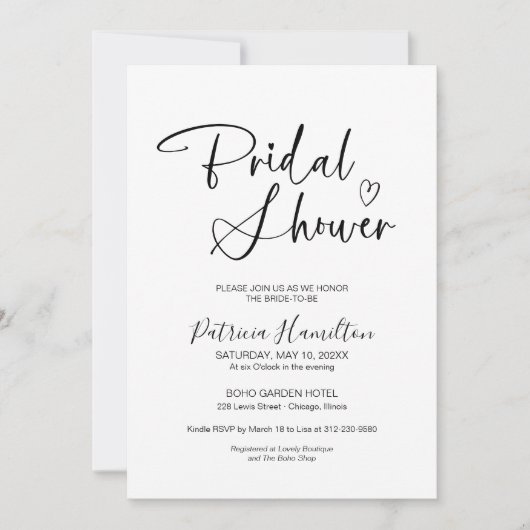 Minimale uitnodiging voor bridal-schoeisel (Voorkant)