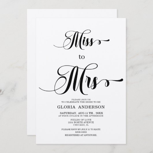 Minimale uitnodiging voor bridal-schoeisel (Voorkant / Achterkant)