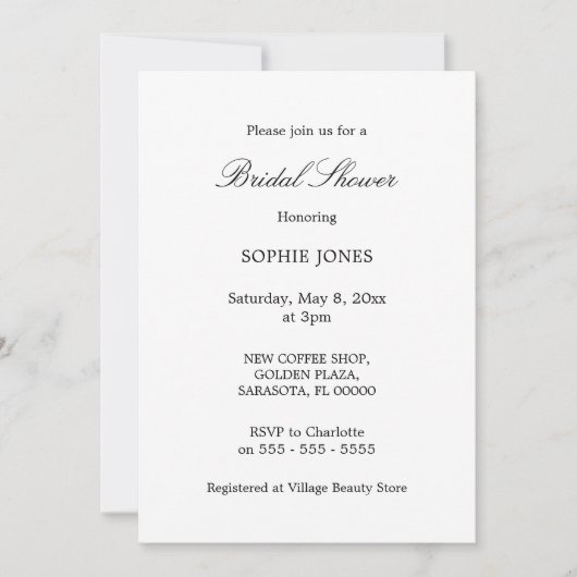 Minimale uitnodiging voor Bridal van het Manuscrip (Voorkant)