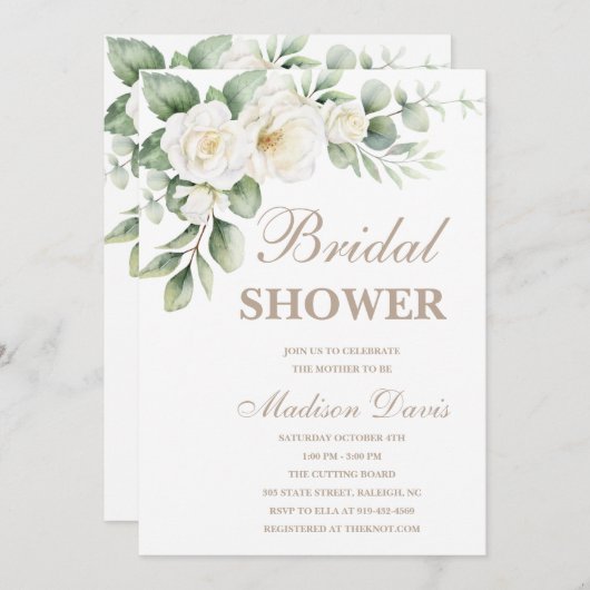 Minimale uitnodiging voor bruidsdouche (Voorkant / Achterkant)