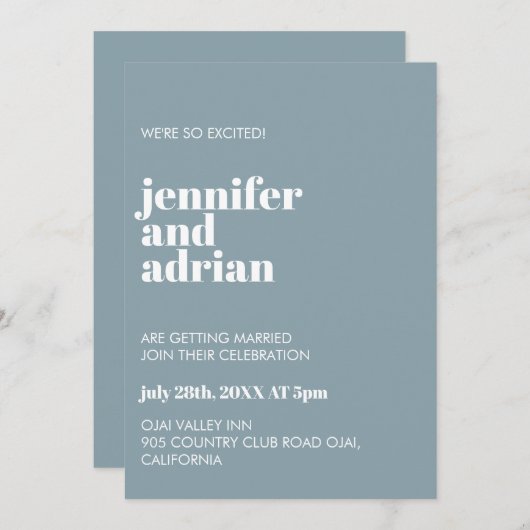 Minimale uitnodiging voor bruiloft (Voorkant / Achterkant)